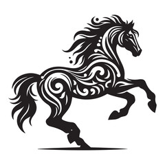 create simple black Horse Silhouette Vector with white background	
