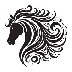 create simple black Horse Silhouette Vector with white background	

