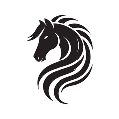 create simple black Horse Silhouette Vector with white background	
