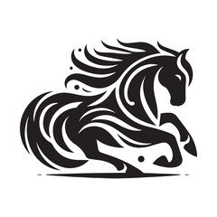 create simple black Horse Silhouette Vector with white background	
