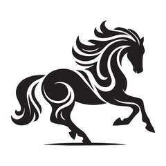 create simple black Horse Silhouette Vector with white background	
