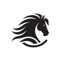 create simple black Horse Silhouette Vector with white background	
