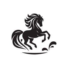 create simple black Horse Silhouette Vector with white background	
