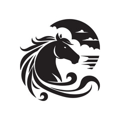 create simple black Horse Silhouette Vector with white background	
