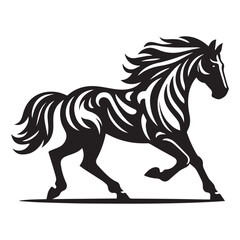 create simple black Horse Silhouette Vector with white background	
