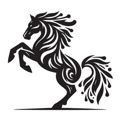 create simple black Horse Silhouette Vector with white background	
