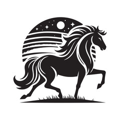 create simple black Horse Silhouette Vector with white background	
