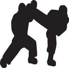 Karate kick technique sketch illustration. Asian martial art sport hand drawn design