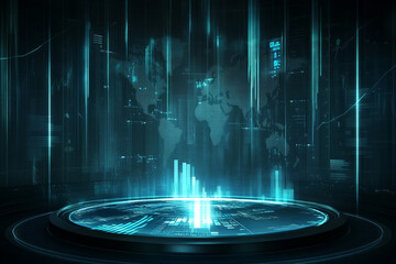 Global data visualization futuristic technology platform digital world map charts graphs