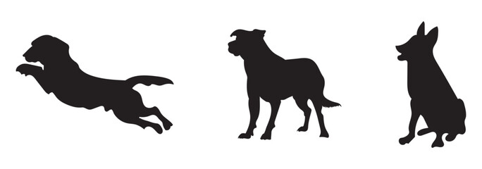 Labrador Retriever Dog collection silhouette black vector on white background