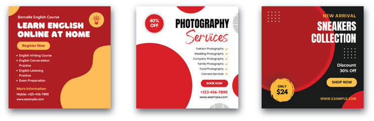 Modern Social Media Banner Set for Diverse Promotional Campaigns