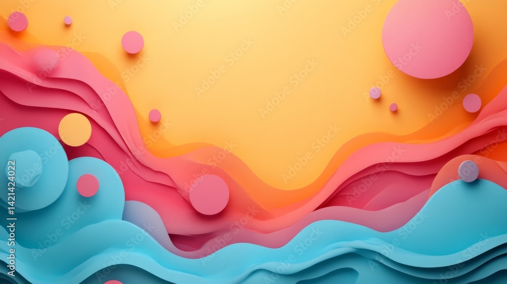Aufkleber abstract pastel layers of ocean meets the desert sun with circles as decorative elements creating de