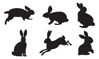 Easter bunny silhouettes vector illustration