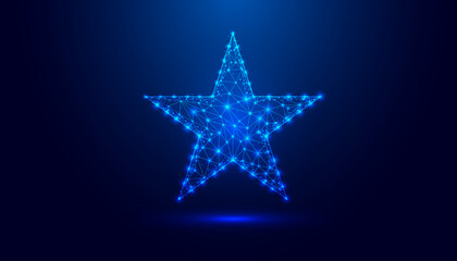 Obraz premium Low Poly Star Icon Background - Abstract Geometric Design with Vibrant Colors, Modern Stellar Symbol, and Creative Digital Artwork for Cosmic, Space, and Night Sky Themes