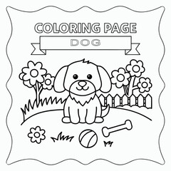 Dog Animal Coloring Pages – Simple Line Drawings for Kids. International Children's Book Day
