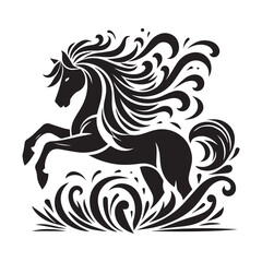 Fototapeta premium create simple black Horse Silhouette Vector with white background 