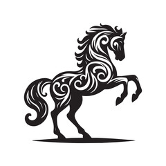create simple black Horse Silhouette Vector with white background	
