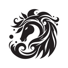 create simple black Horse Silhouette Vector with white background	
