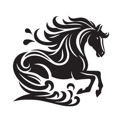create simple black Horse Silhouette Vector with white background	
