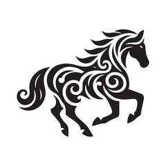 create simple black Horse Silhouette Vector with white background	

