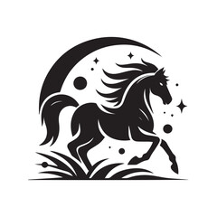 create simple black Horse Silhouette Vector with white background	
