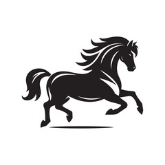 create simple black Horse Silhouette Vector with white background	
