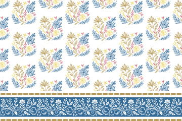 seamless line floral pattern with border showcasing blooming flower outlines perfect for printed textiles home furnishing accessories and stylish tabletop linens

