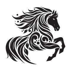 create simple black Horse Silhouette Vector with white background	
