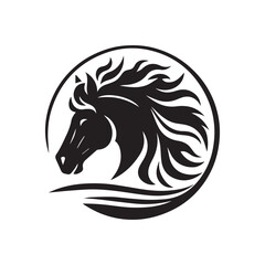 create simple black Horse Silhouette Vector with white background	
