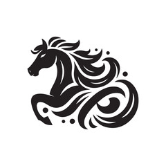 create simple black Horse Silhouette Vector with white background	
