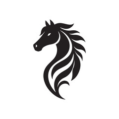 create simple black Horse Silhouette Vector with white background	

