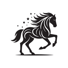 create simple black Horse Silhouette Vector with white background	
