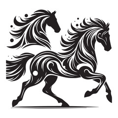 create simple black Horse Silhouette Vector with white background	
