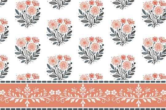 seamless line floral pattern with border inspired by elegant foliage and stems ideal for fashion clothing prints table decor and gift wrapping projects

