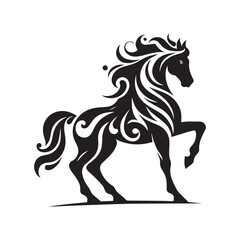 create simple black Horse Silhouette Vector with white background	
