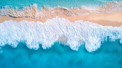 Top-down view of calm ocean surface with soft waves and sunlight reflections created with Generative AI technology