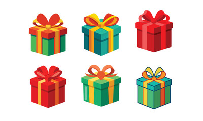 Fototapeta premium Colorful Gift box vector set isolated on white background,