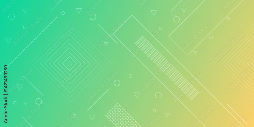 Aufkleber modern abstract background with memphis elements in green and yellow gradients and retro themed for 
