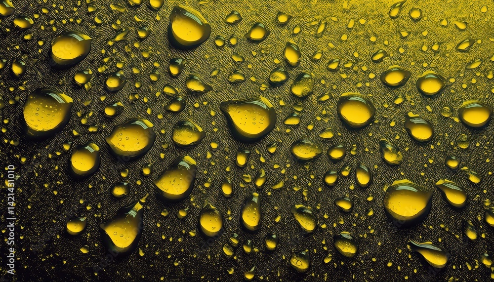 Poster yellow water droplets on textured surface abstract macro texture for web design, print media, brandi