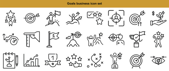 Goals Business Icon Set - Success, Achievement, Target
