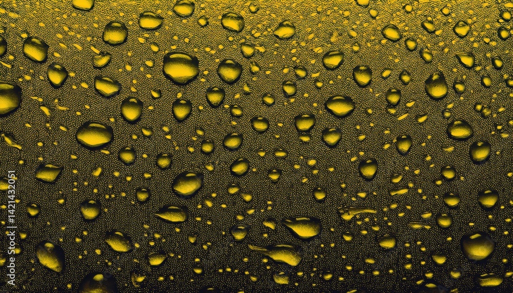 Aufkleber yellow water droplets on textured surface abstract macro texture for web design, print media, brandi