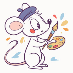  Artist Mouse Painting – Creative Art Sticker