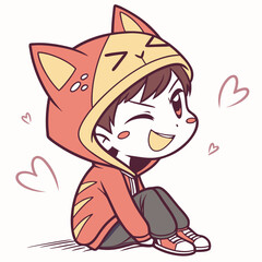 Boy with Cat Ears Hoodie