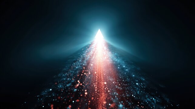 Abstract Light Burst in Triangular Shape with Sparkling Particles and Radiant Effects