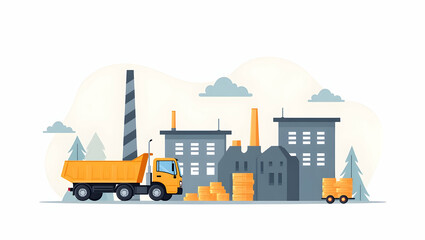Reshoring Revolution: A Cute Vector Illustration Showcasing US Manufacturing Growth, Supply Chain Resilience, and Innovative Production Strategies for Economic Strength