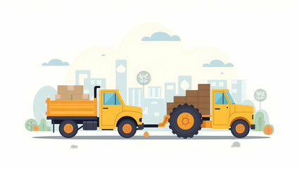 Naklejka premium Modern Agricultural Supply Chain: Flat Vector Illustration of Logistics Management & Innovative Strategies for Rural Economic Development in a Cute, Smart Business Style