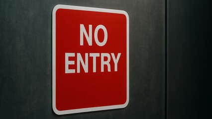 Red No Entry Sign On Dark Wall For Restricted Access Areas, Generated AI