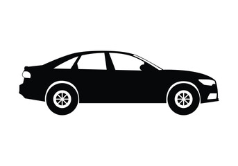 Fototapeta premium Car silhouette on a white background. Vehicle icons set view from the side, front, back, and top. premium Car Icons with white background 