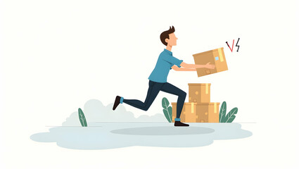 Flat Dynamic Illustration of Supply Chain Disruptions: Modern Challenges in Global Logistics, Operational Breakdowns, and Innovative Recovery Strategies for Market Continuity.