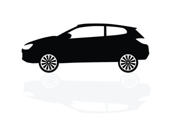 Car silhouette on a white background. Vehicle icons set view from the side, front, back, and top. premium Car Icons with white background 